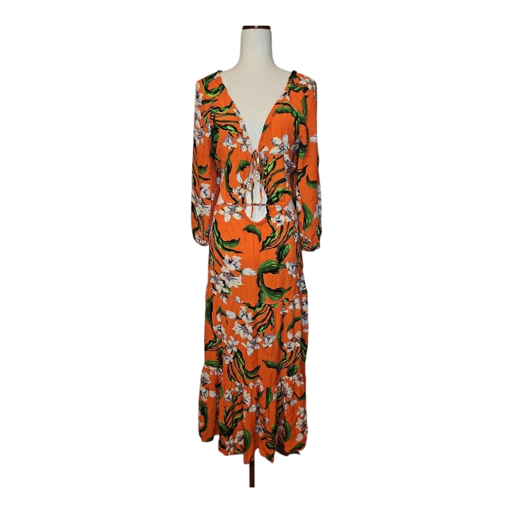 ZARA Multicolored Cut-Out Printed Maxi Dress – Size Large - Picture 4 of 16